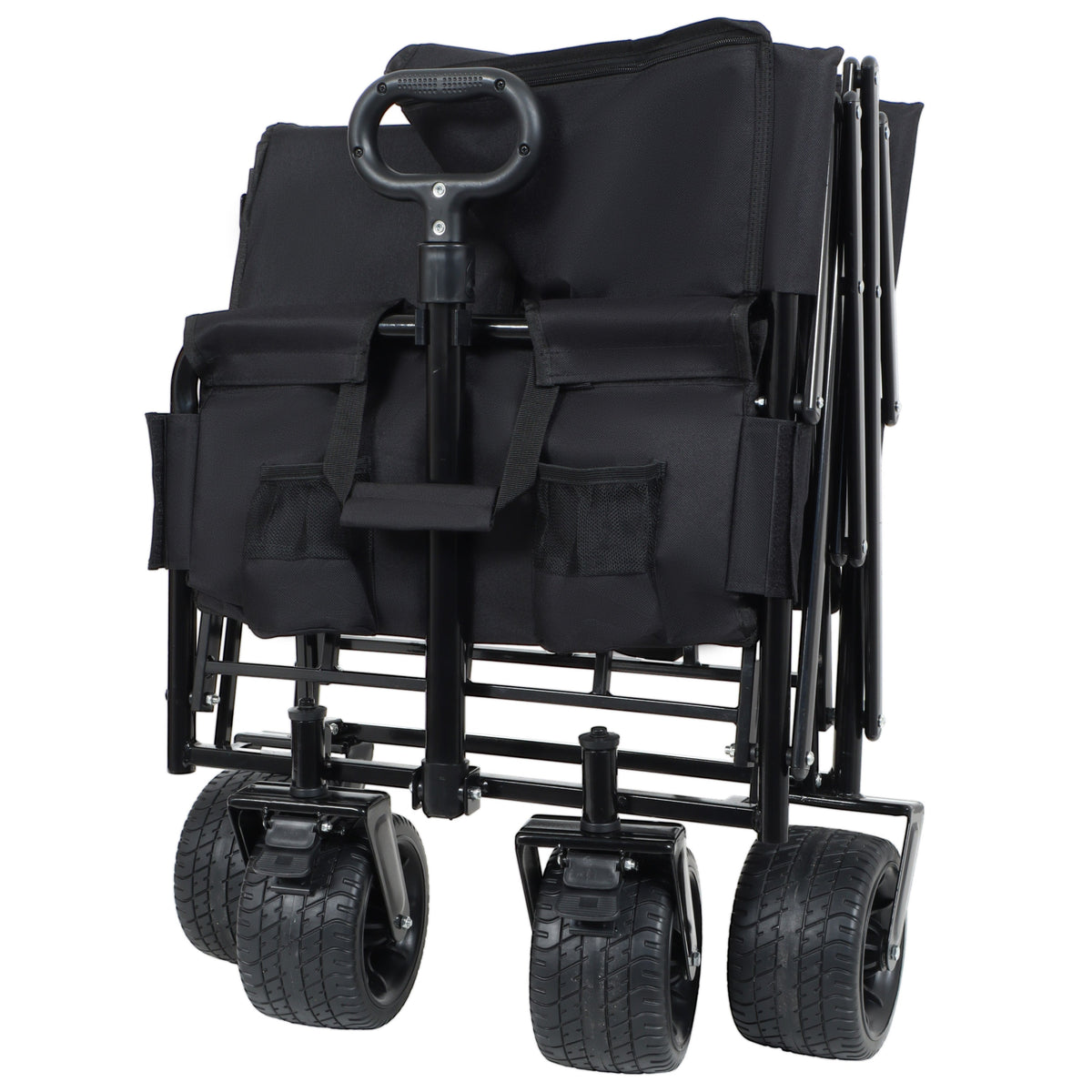 3-in-1 Convertible Folding Wagon Cart with Bench Seat & Storage
