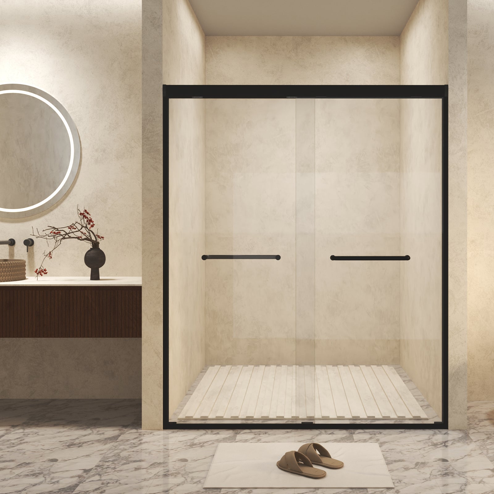 Tempered Glass Double Sliding Shower Door