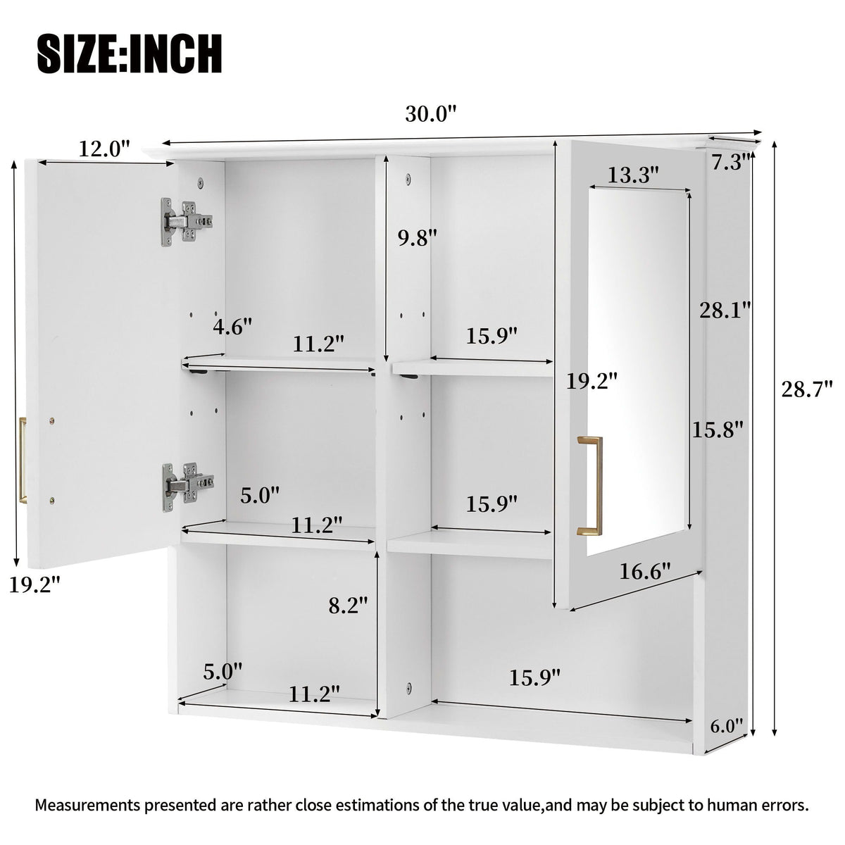 2 In 1 Wall-Mounted Mirror Cabinet With Adjustable Shelves