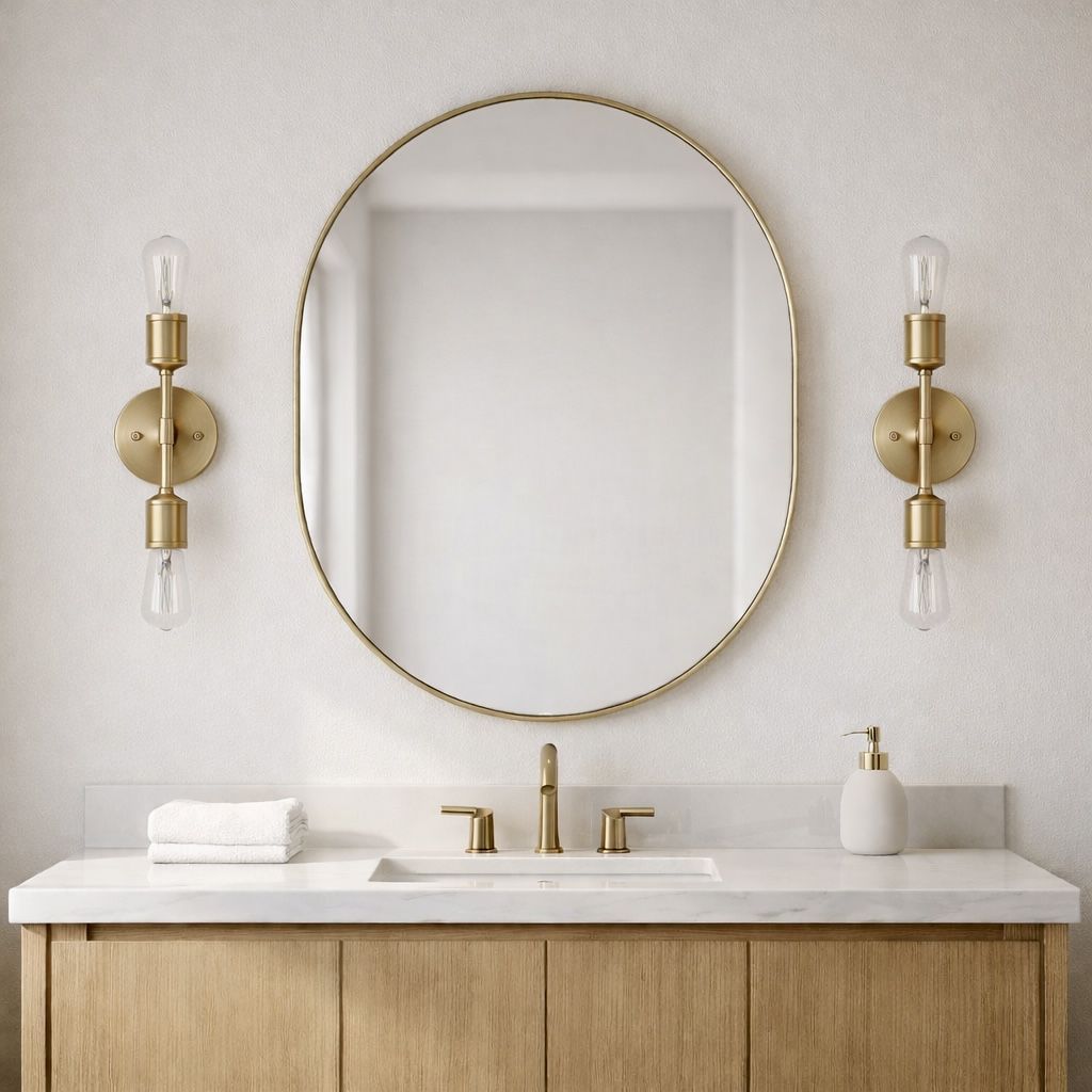 Reverie Double Lights Bathroom Wall Sconce Over Mirror - Clear / Gold