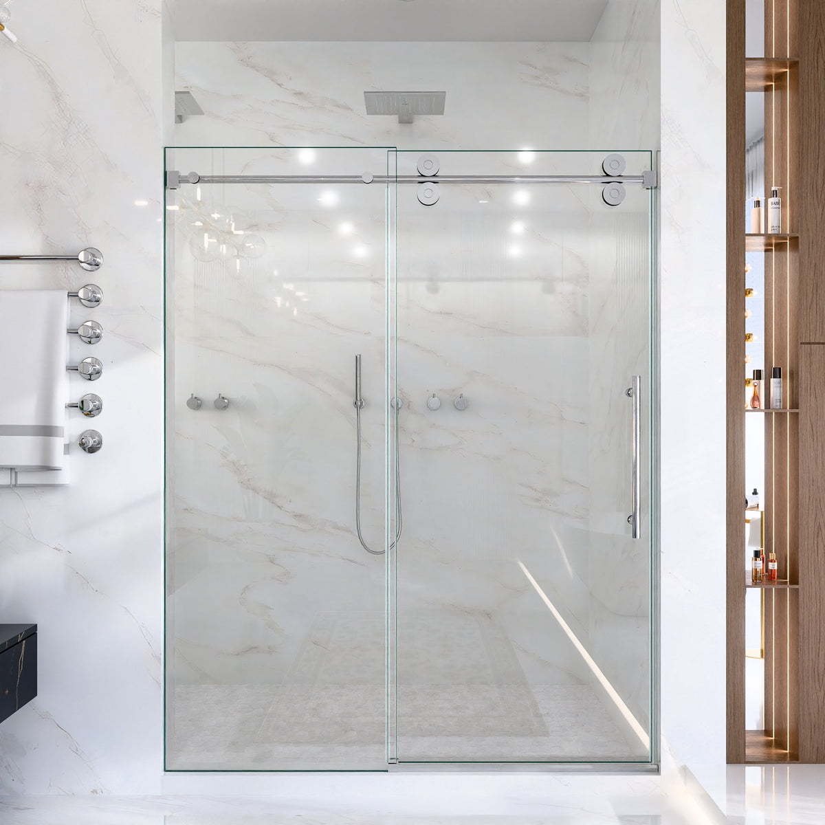 44"-48"W x 76"H Frameless Single Sliding Shower Door