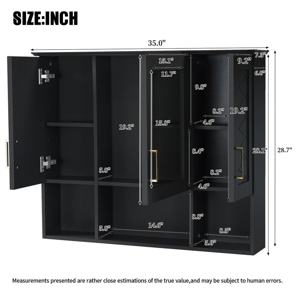 Modern Wall Mounted Medicine Cabinet with Adjustable Shelves and Soft Close Doors