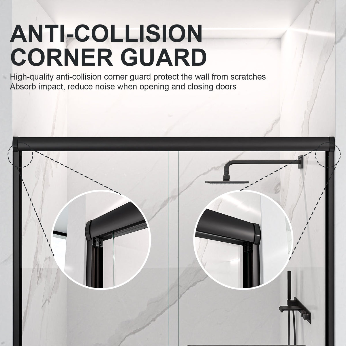 44"-48"W*72" H Semi-Frameless Double Sliding Shower Door
