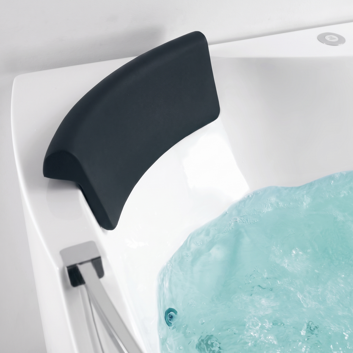 59" Corner Whirlpool Bathtub with Hydro Massage Jets - White Acrylic
