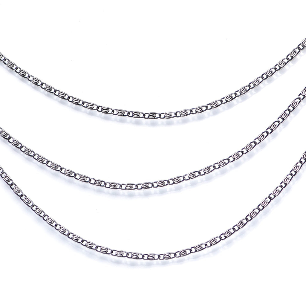 Handcrafted Black Anodized Titanium Swirly Link Dangle Nipple Chain