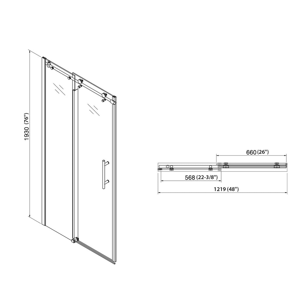 Brushed Sliding Bypass Shower Door 48" W x 76" H