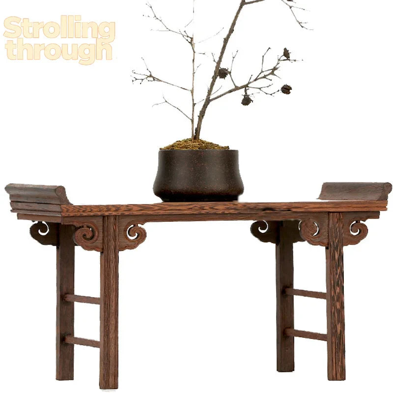 Chinese Redwood Low Tea Table and Display Stand