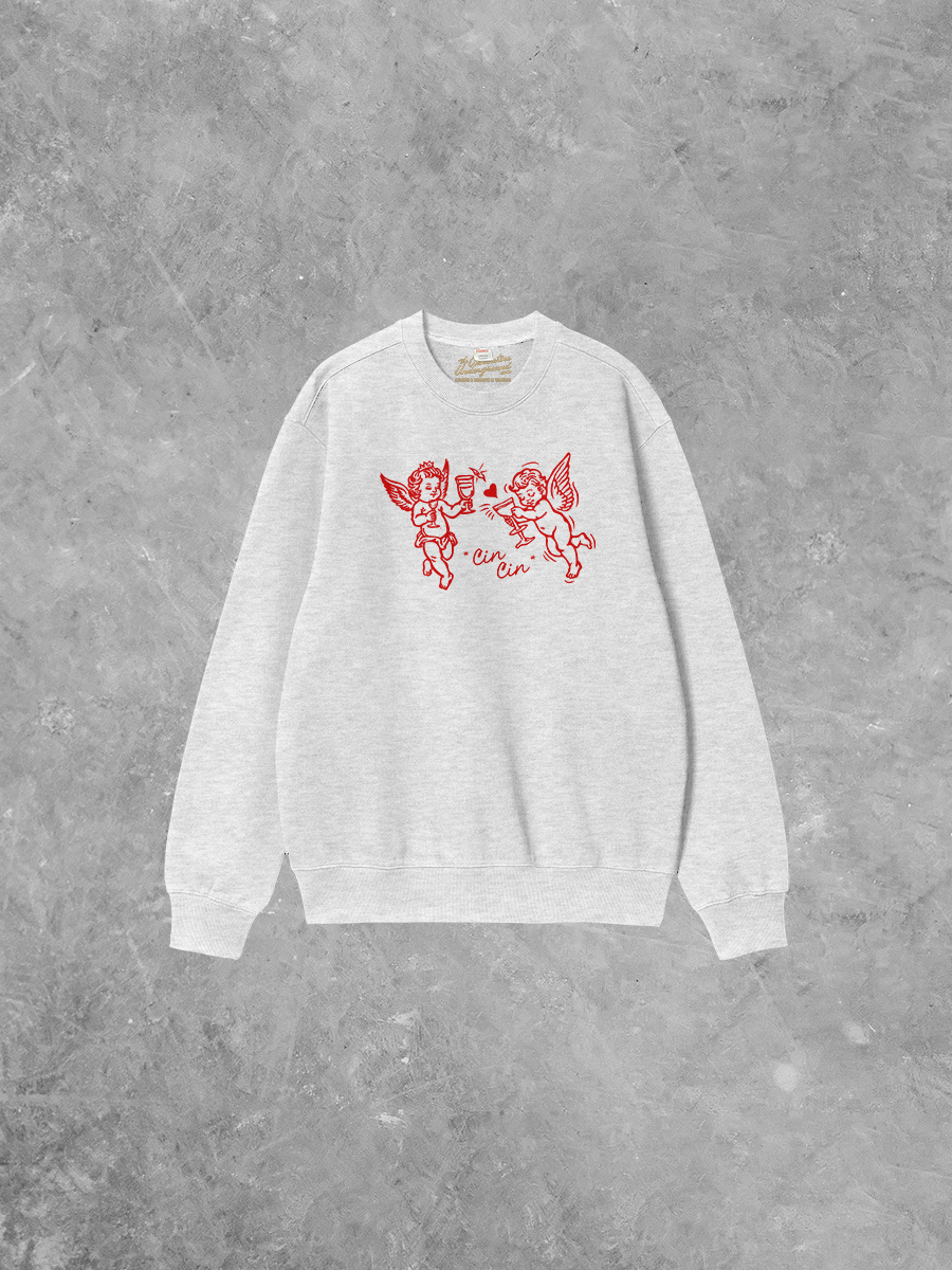 Underground Original Design: Cin Cin Cupid, Valentine's Boxy Cotton Sweatshirt