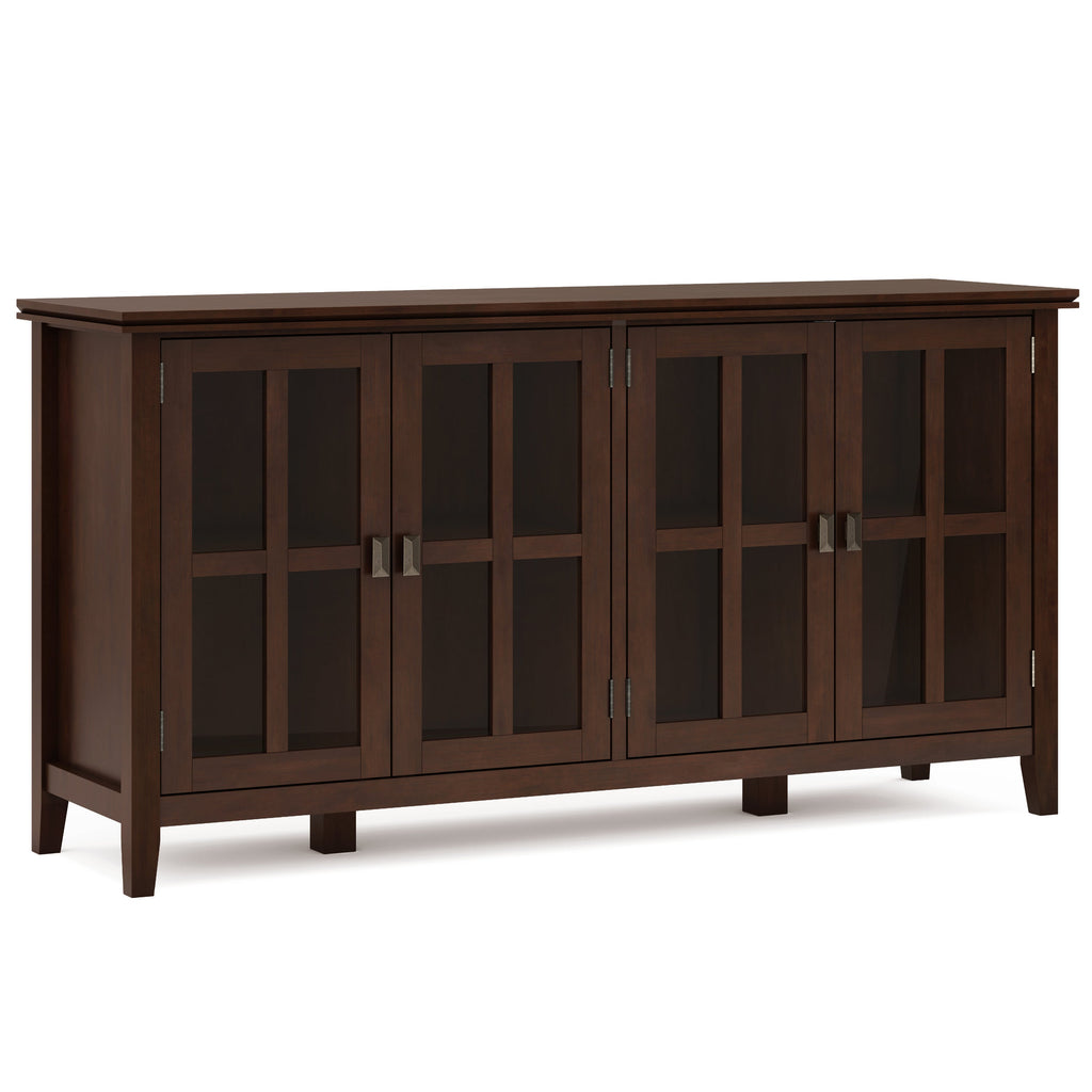 Artisan 66 Inch Wide Solid Wood Wide 4 Door Storage Cabinet in Russet