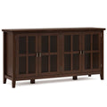 Artisan 66 Inch Wide Solid Wood Wide 4 Door Storage Cabinet in Russet