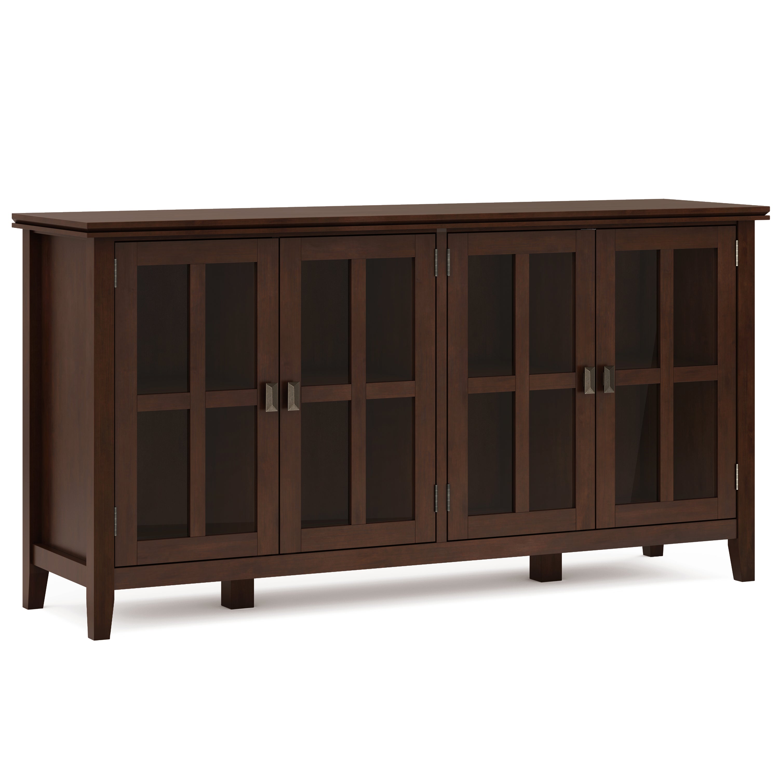 Artisan 66 Inch Wide Solid Wood Wide 4 Door Storage Cabinet in Russet