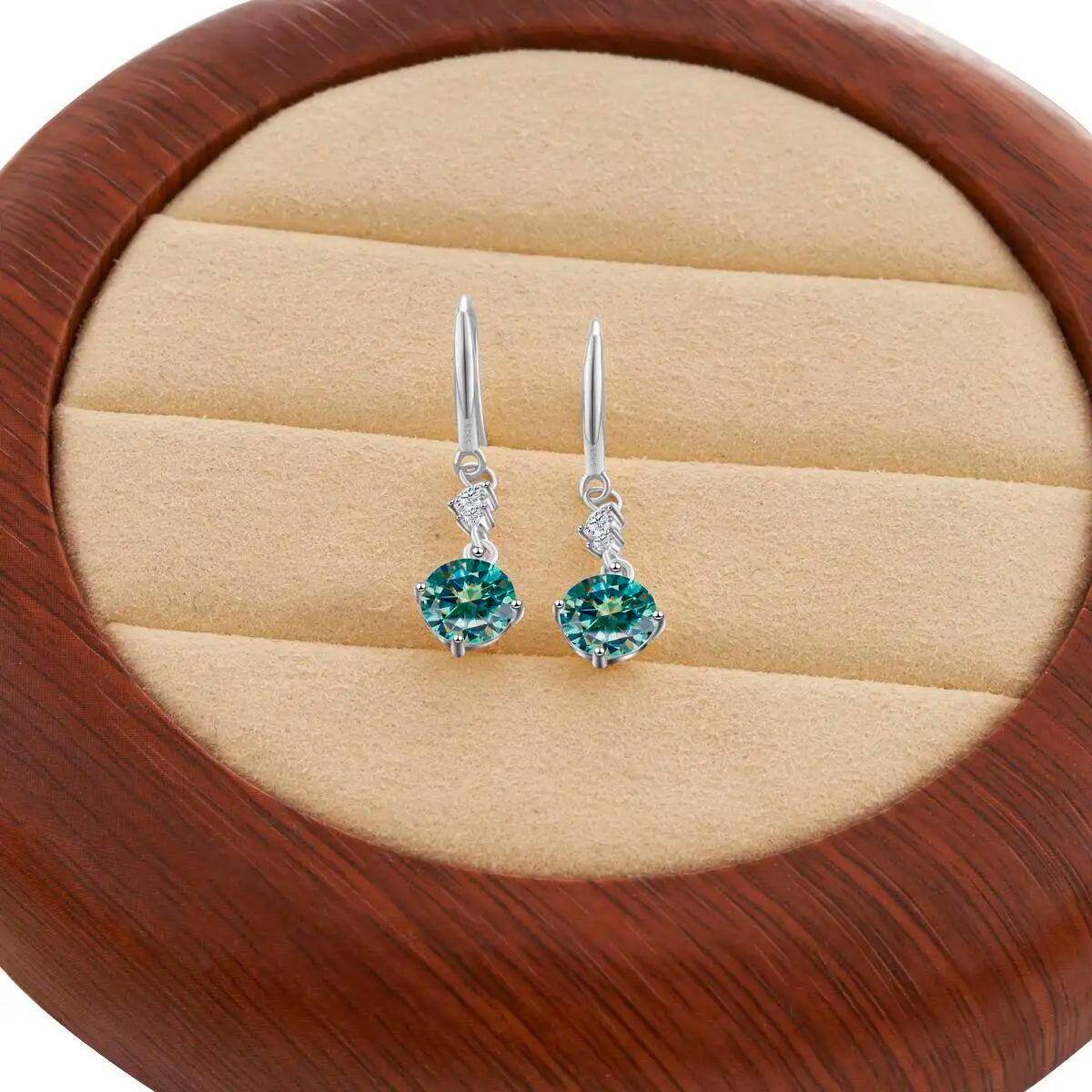 Colorful Moissanite Hook Drop Earrings in Sterling Silver