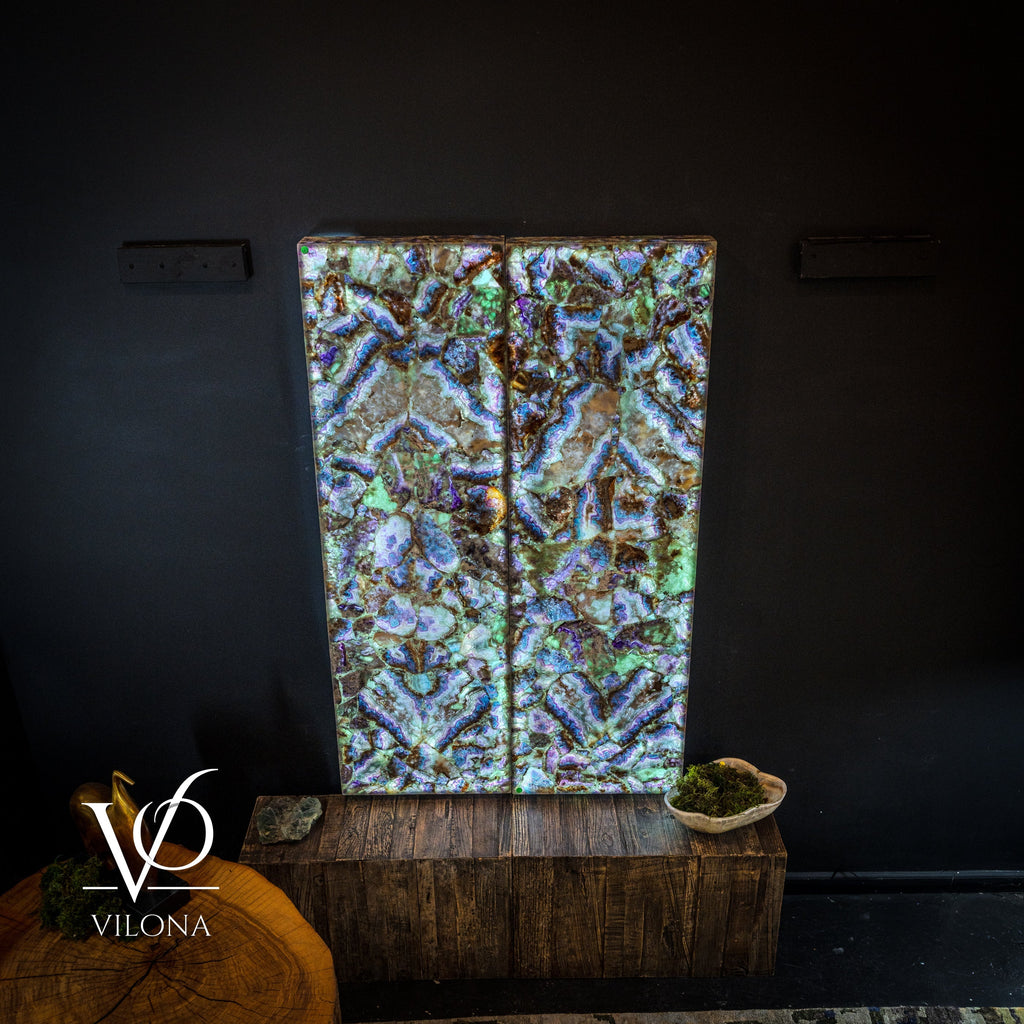 Exotic Mosaic Fluorite Crystal Wall Panels