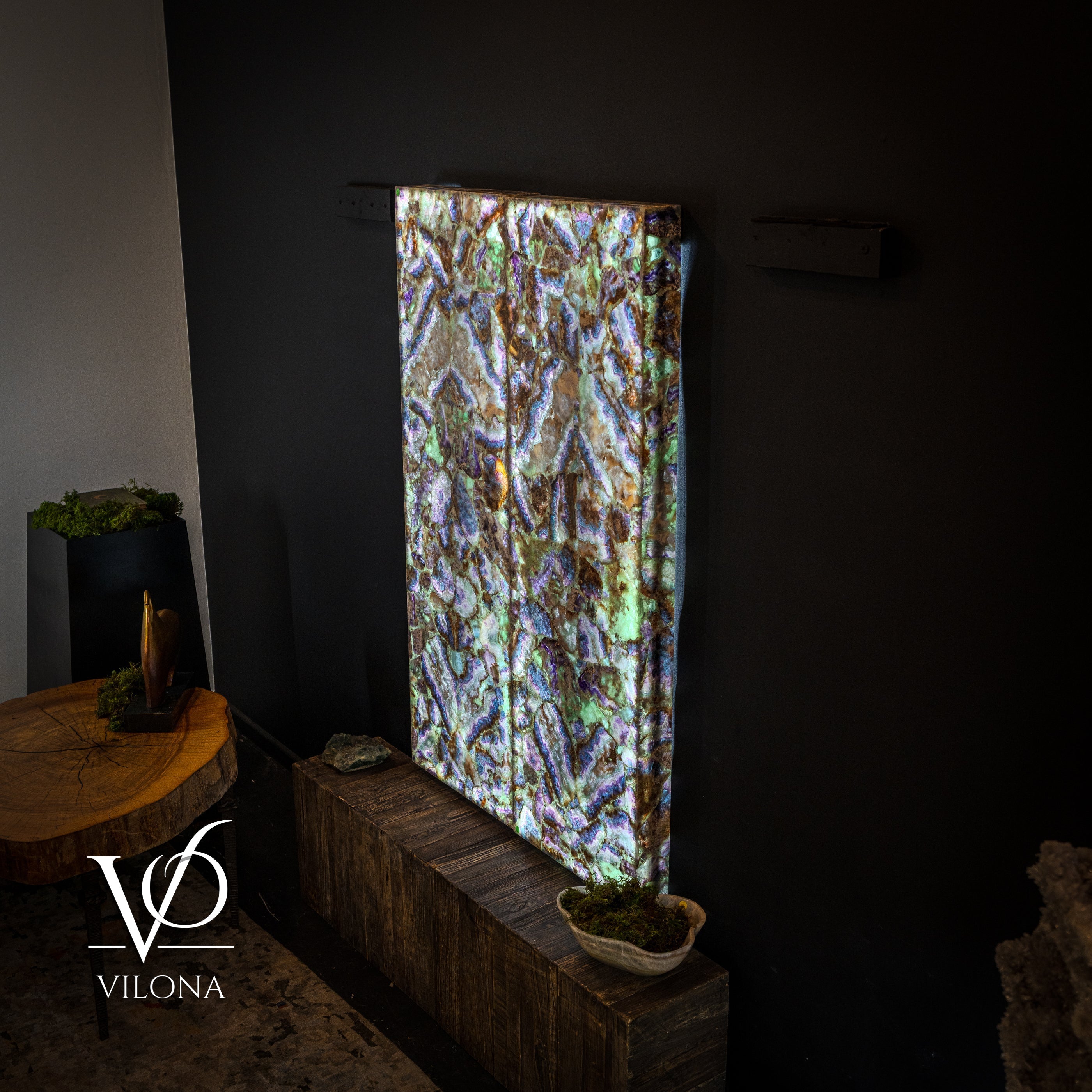 Exotic Mosaic Fluorite Crystal Wall Panels