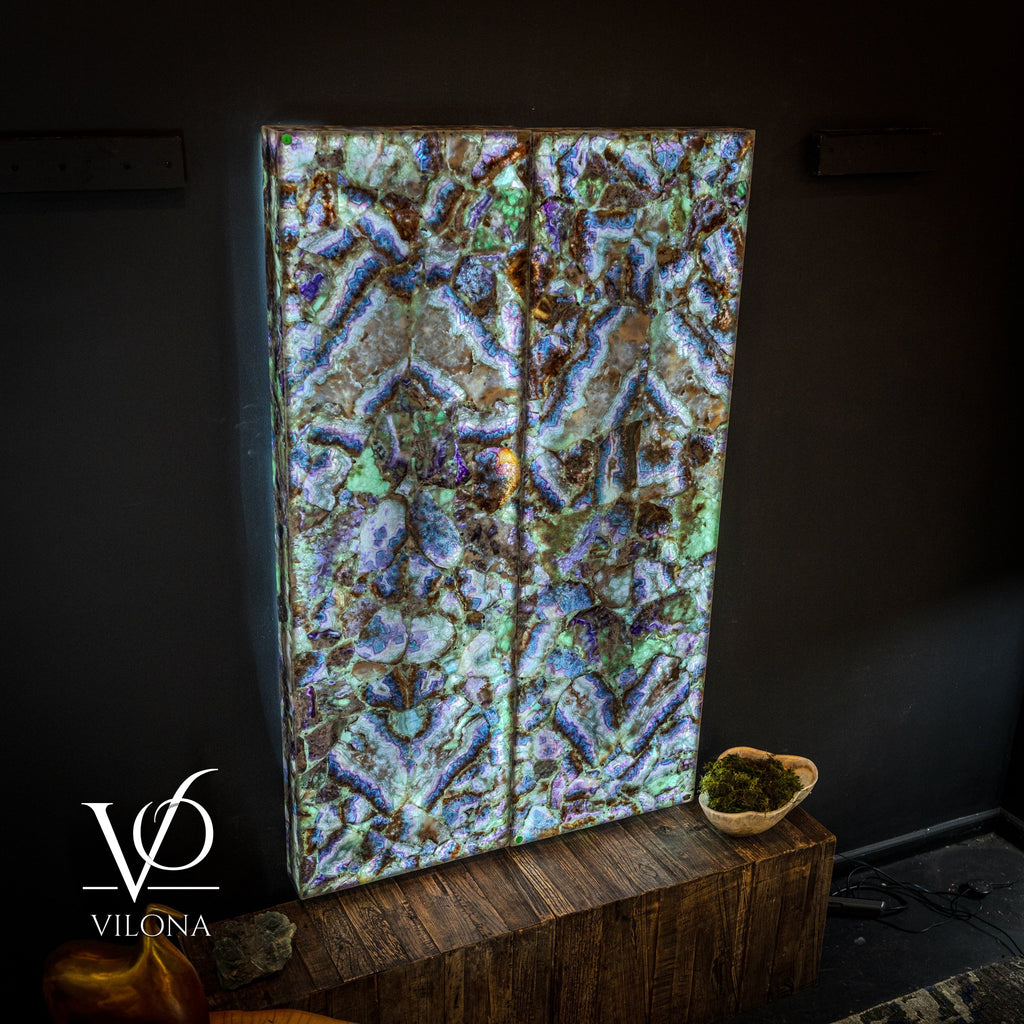 Exotic Mosaic Fluorite Crystal Wall Panels