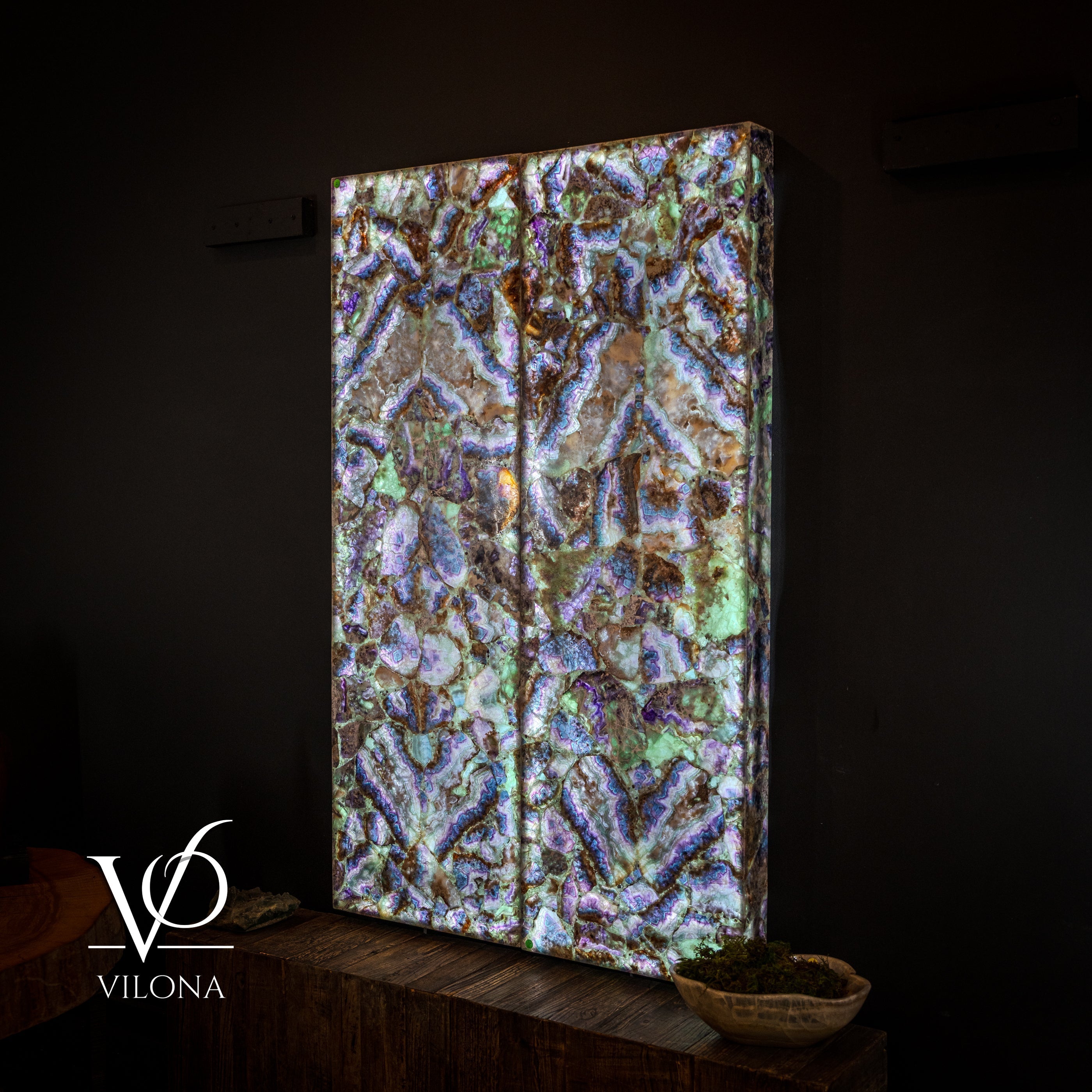 Exotic Mosaic Fluorite Crystal Wall Panels