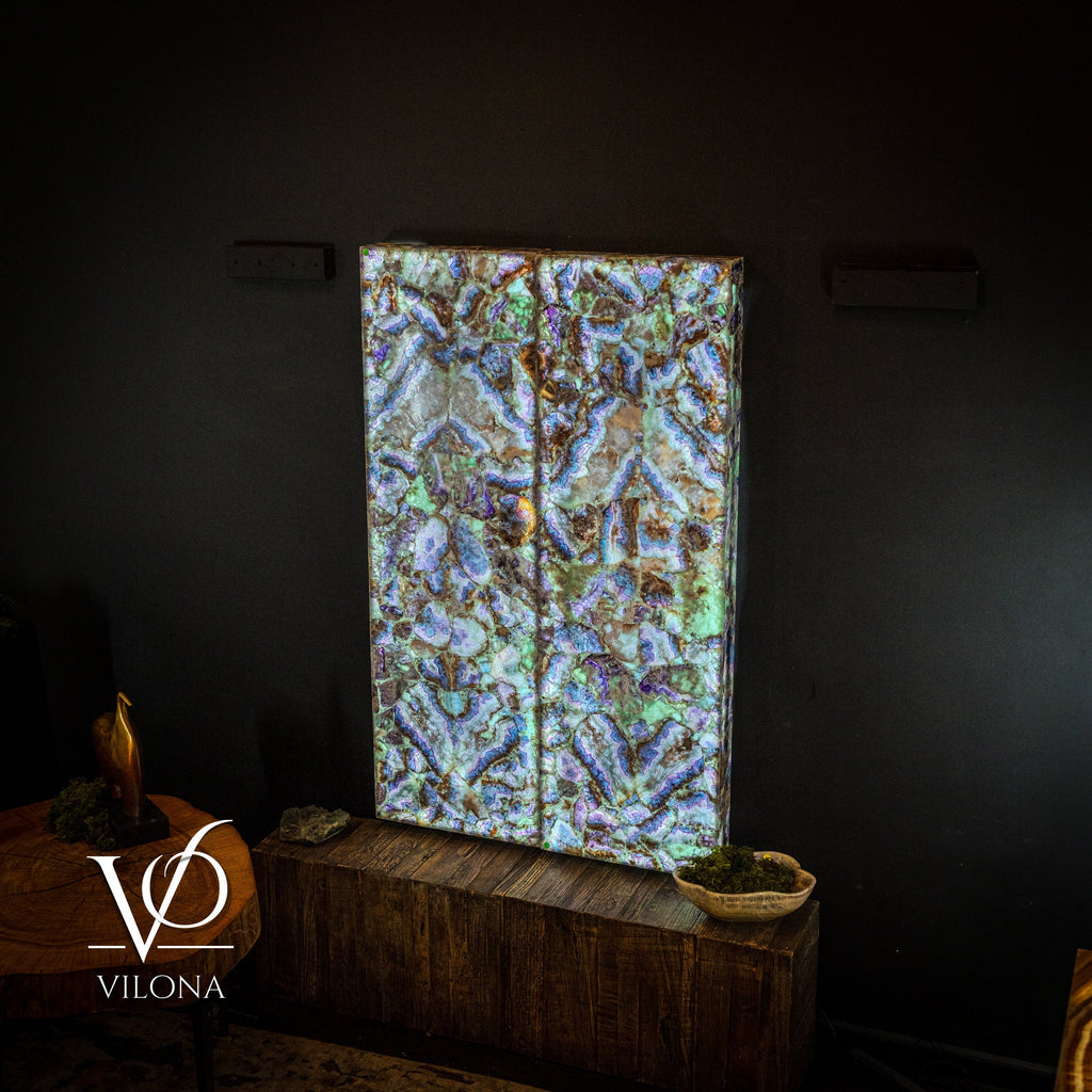 Exotic Mosaic Fluorite Crystal Wall Panels