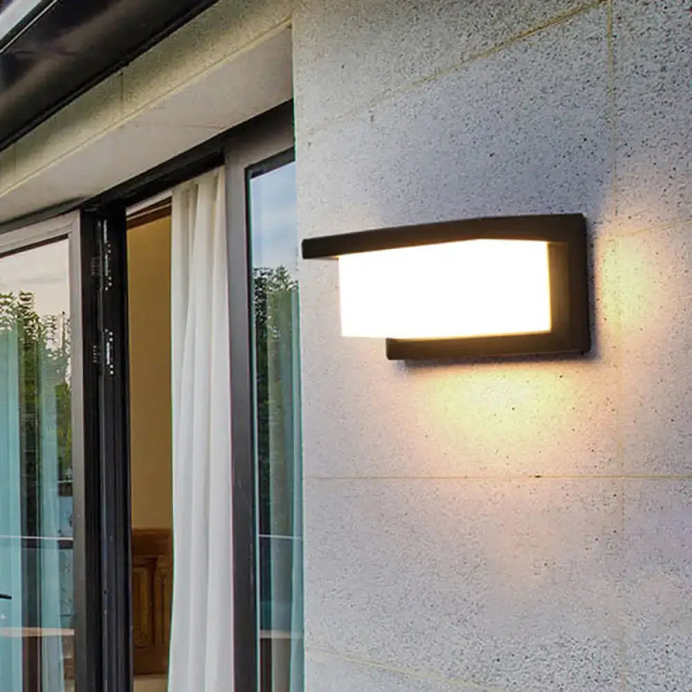 DecorBites™ Contemporary Black LED Wall Lamp for Courtyard - Flush Mount Sconce