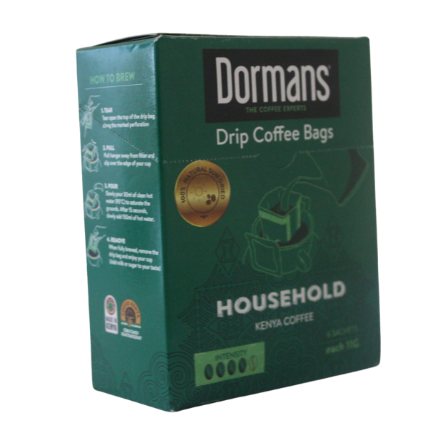 Dormans household drip coffee bag side view retail pack