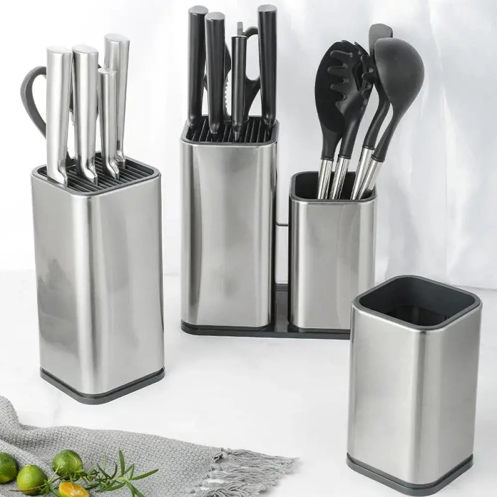 Modern Stainless Steel Universal Knife and Utensil Holder