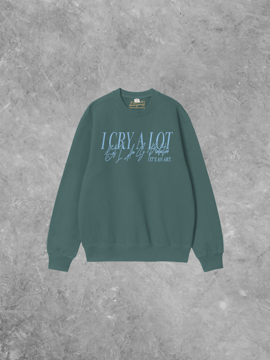 Underground Original Design: Cry A Lot But I'm Productive Boxy Cotton Sweatshirt