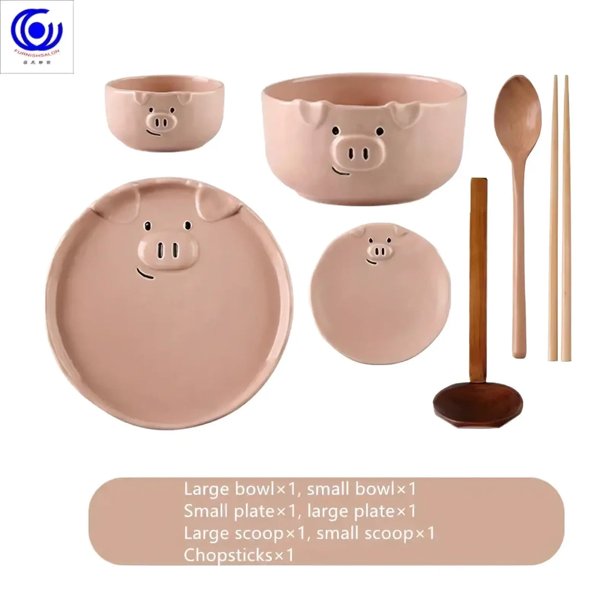 Cute Pig Ceramic Dinnerware Set