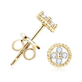 Round Rope-Edge Moissanite Cluster Stud Earrings