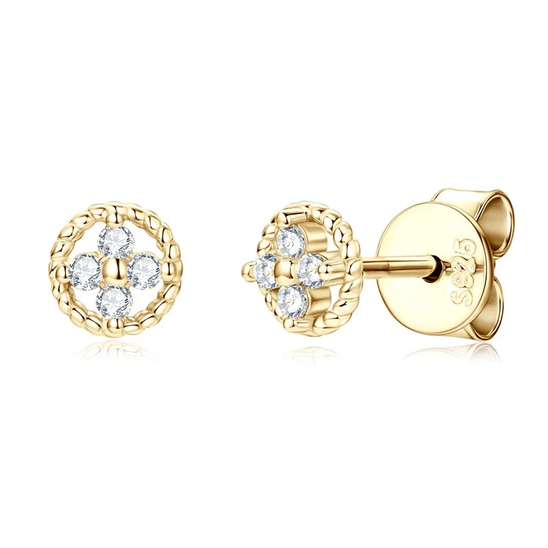 Round Rope-Edge Moissanite Cluster Stud Earrings