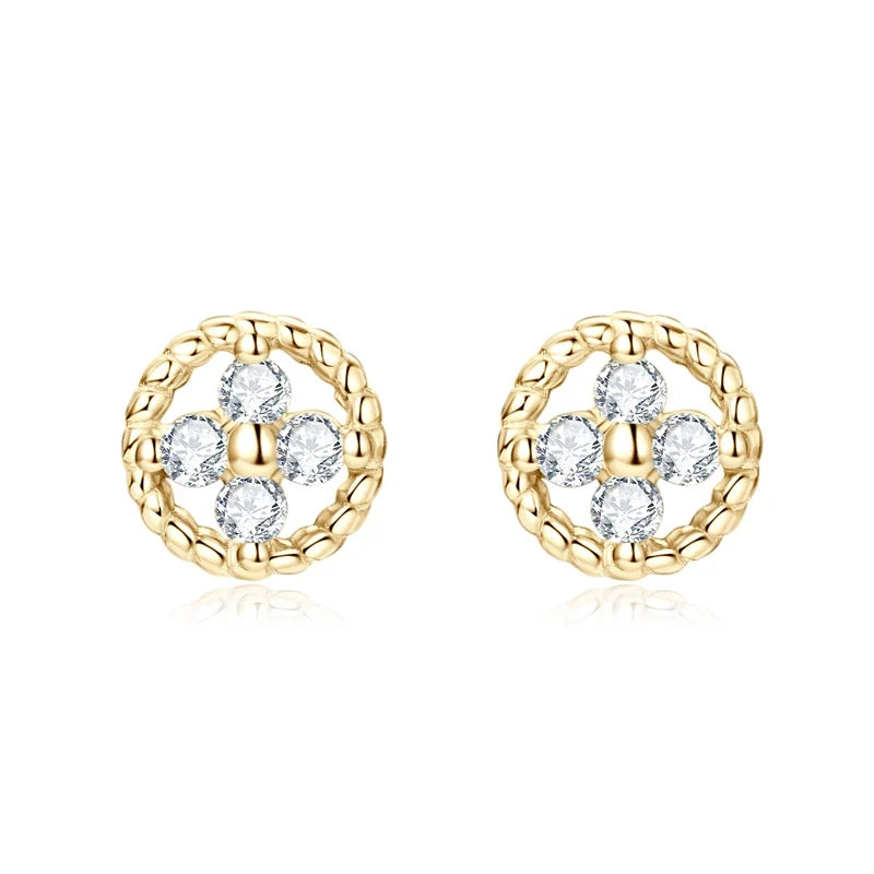 Round Rope-Edge Moissanite Cluster Stud Earrings