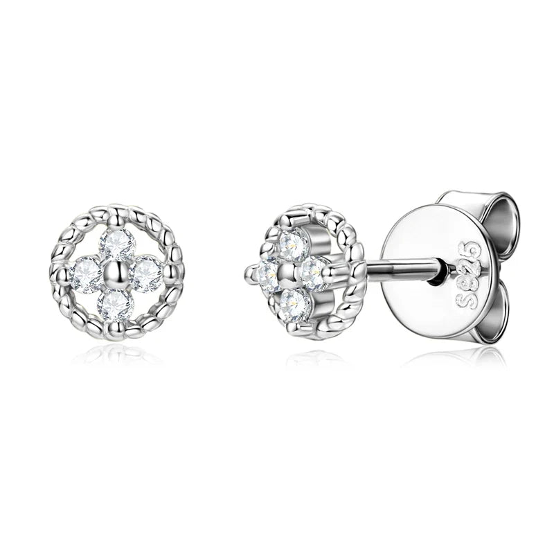 Round Rope-Edge Moissanite Cluster Stud Earrings