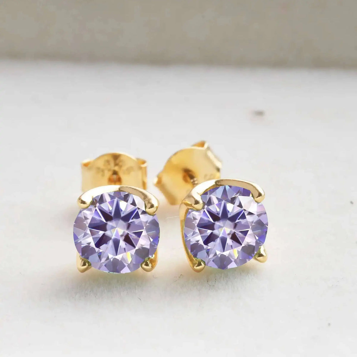 Colorful Moissanite Stud Earrings in Gold-Tone Sterling Silver