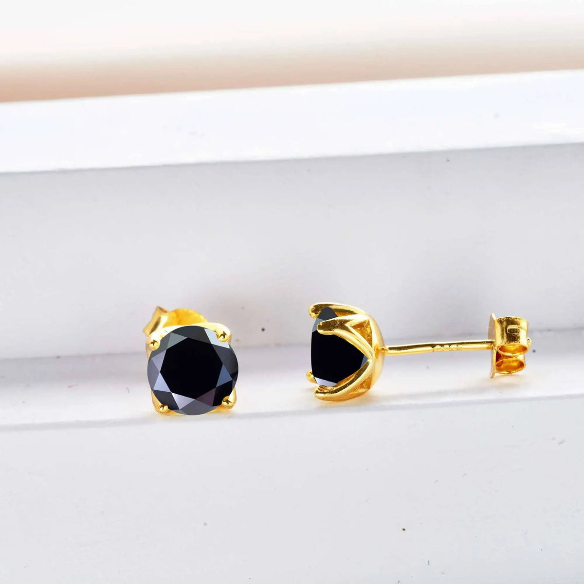 Colorful Moissanite Stud Earrings in Gold-Tone Sterling Silver