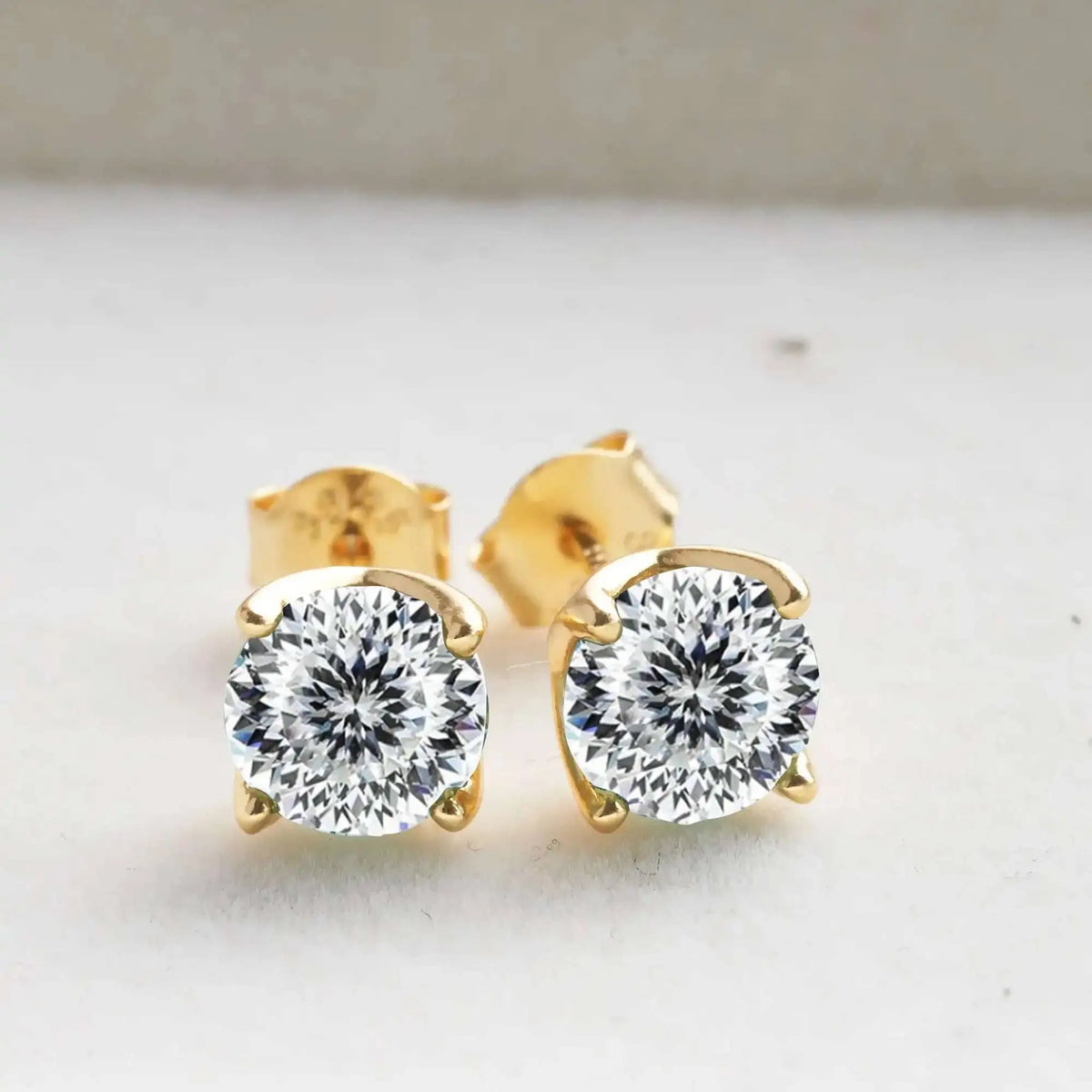 Colorful Moissanite Stud Earrings in Gold-Tone Sterling Silver