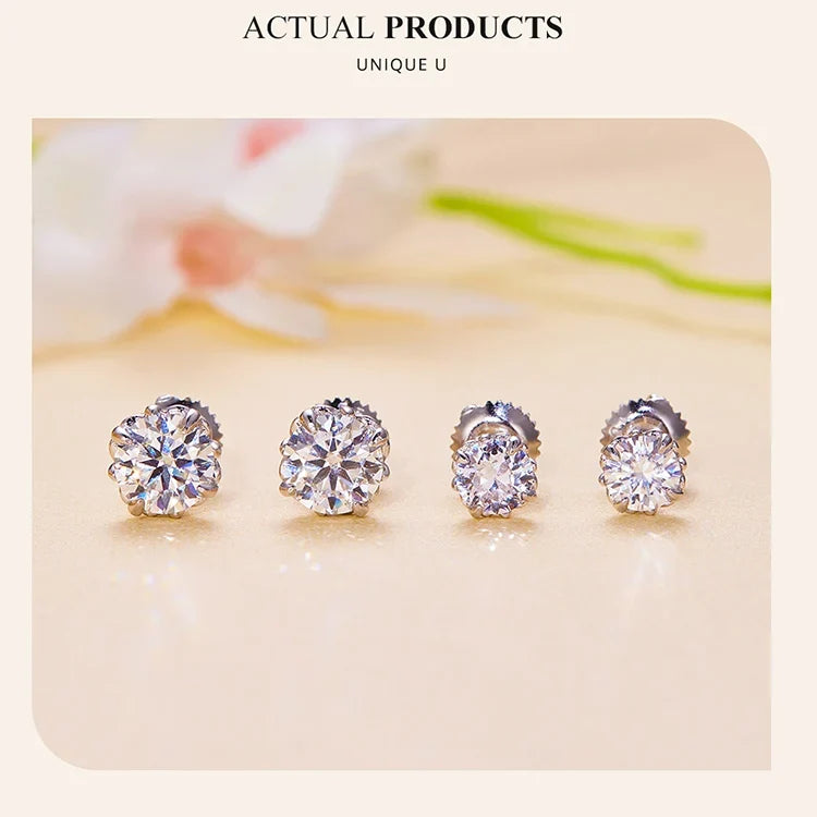 Openwork Moissanite Screw-Back Stud Earrings in Silver