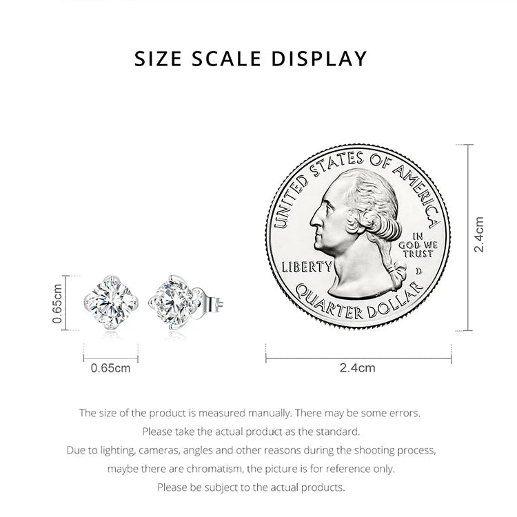 Silver-Tone Four-Prong Moissanite Solitaire Stud Earrings
