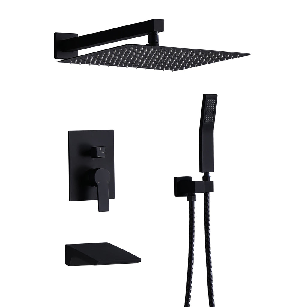 Black Shower System with Tub Spout
