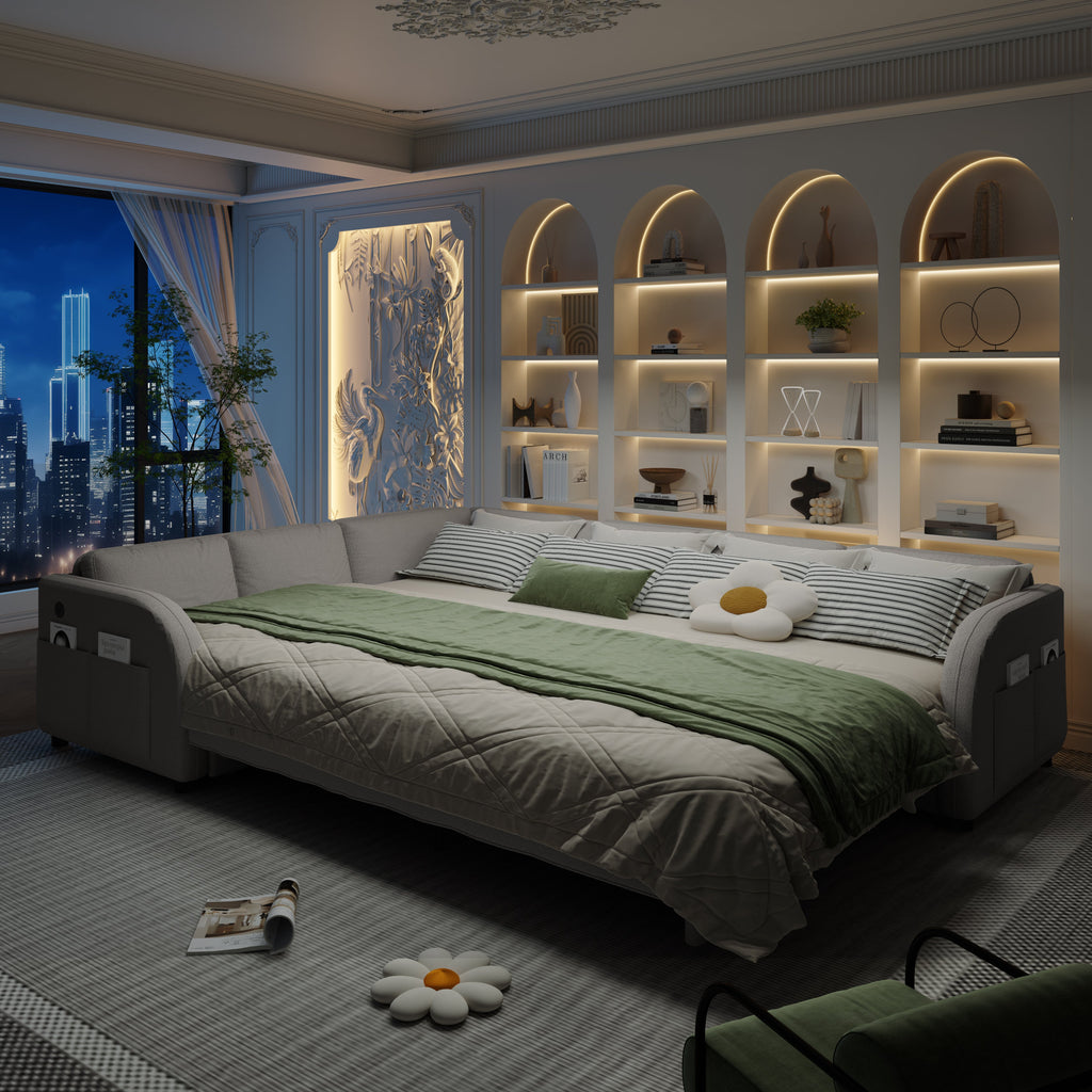 115.2" L-Shaped Pull-Out Bed Sleeper Sofa