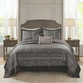 Reversible Jacquard Queen Bedspread Set with Decorative Pillows - Neutral