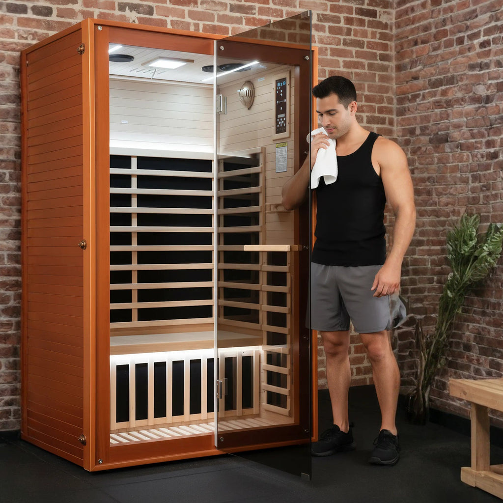 Double Sauna Room with 7 Carbon Heating Plates - Canadian Hemlock