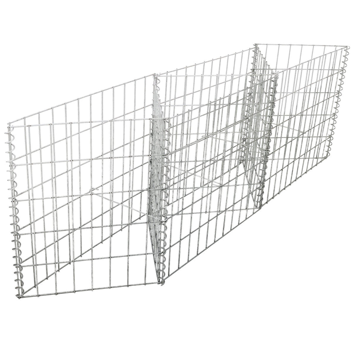 Galvanized Steel Gabion Basket with 3 Compartments - Silver