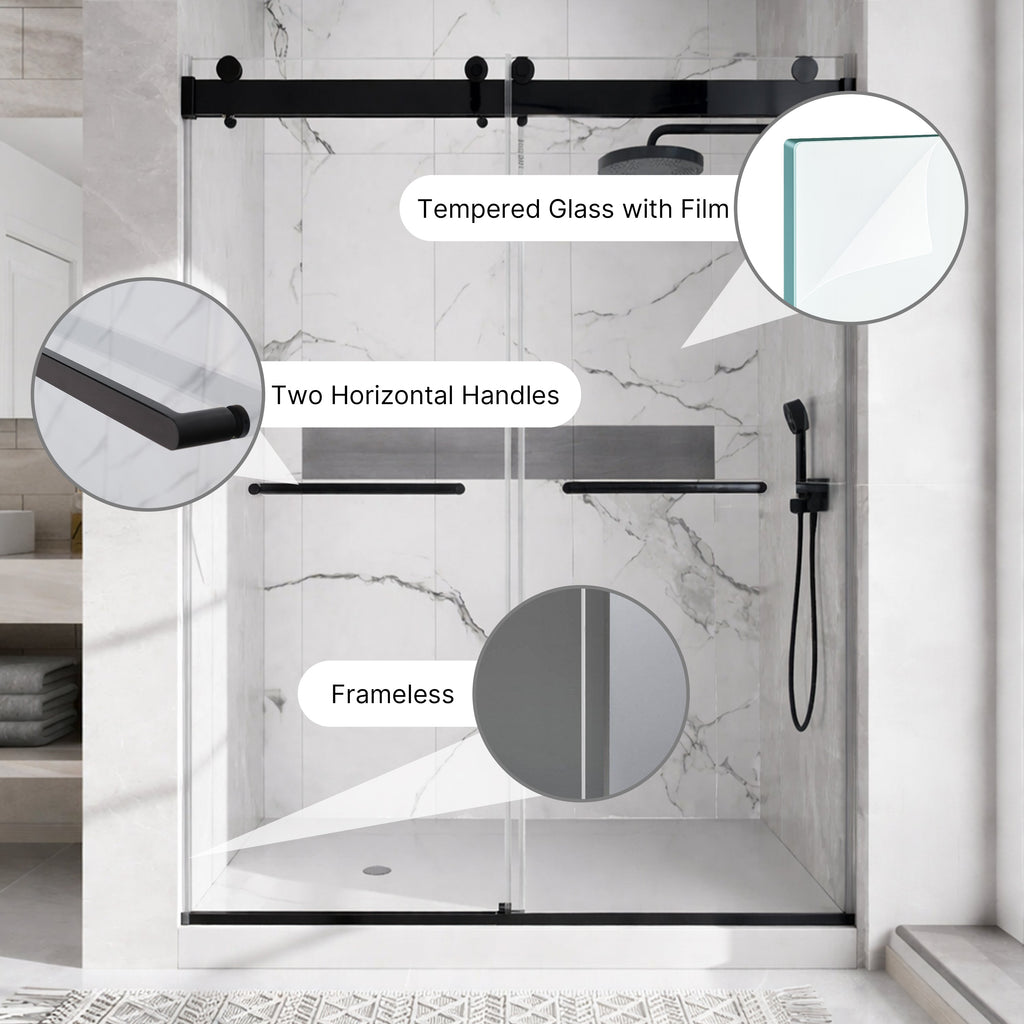 48 Inches x 76 Inches Double Sliding Shower Door in Matte