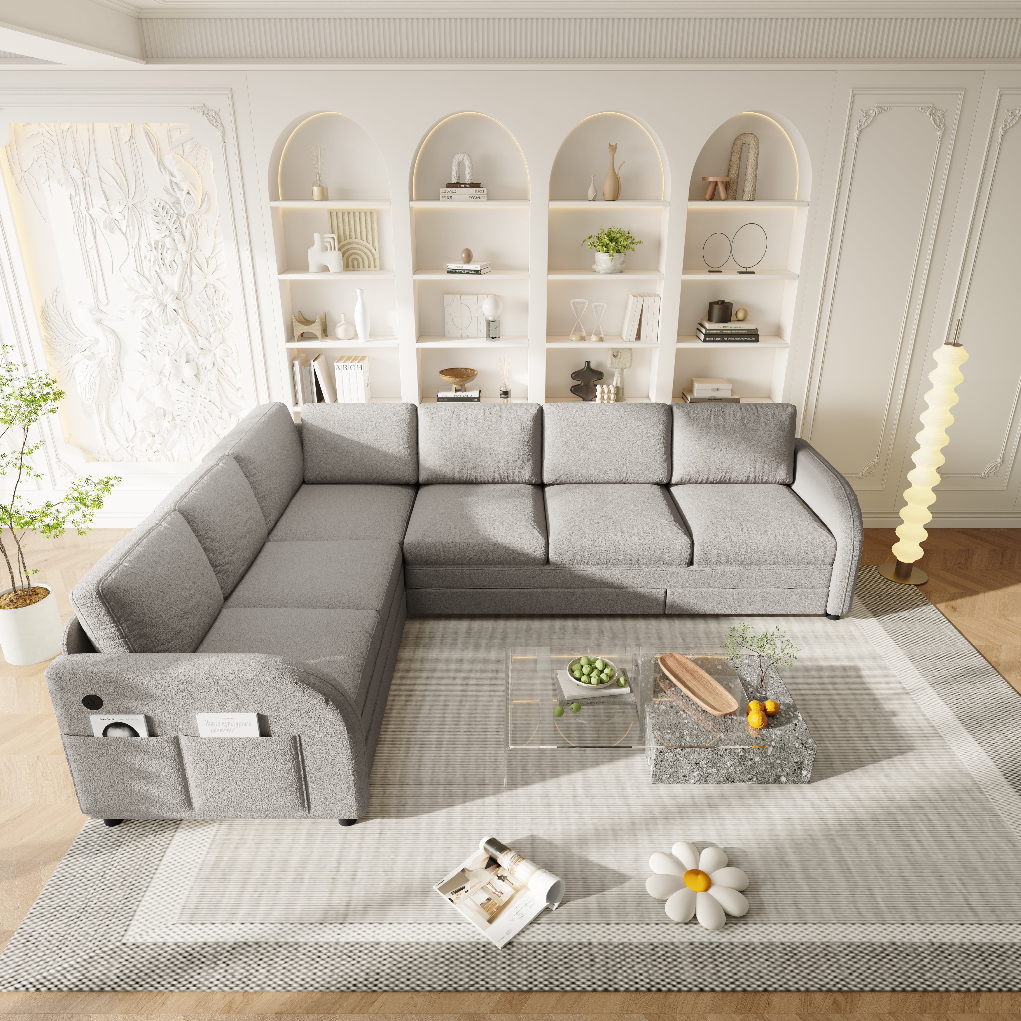 115.2" L-Shaped Pull-Out Bed Sleeper Sofa