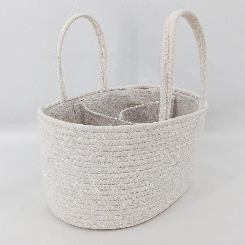 Diaper Caddy Organizer, Large Cotton Rope Nursery Baby Basket, Changing Table Organizer For Baby Diaper Storage, Portable Car Organizer With Removable Divider, Baby Shower Gifts