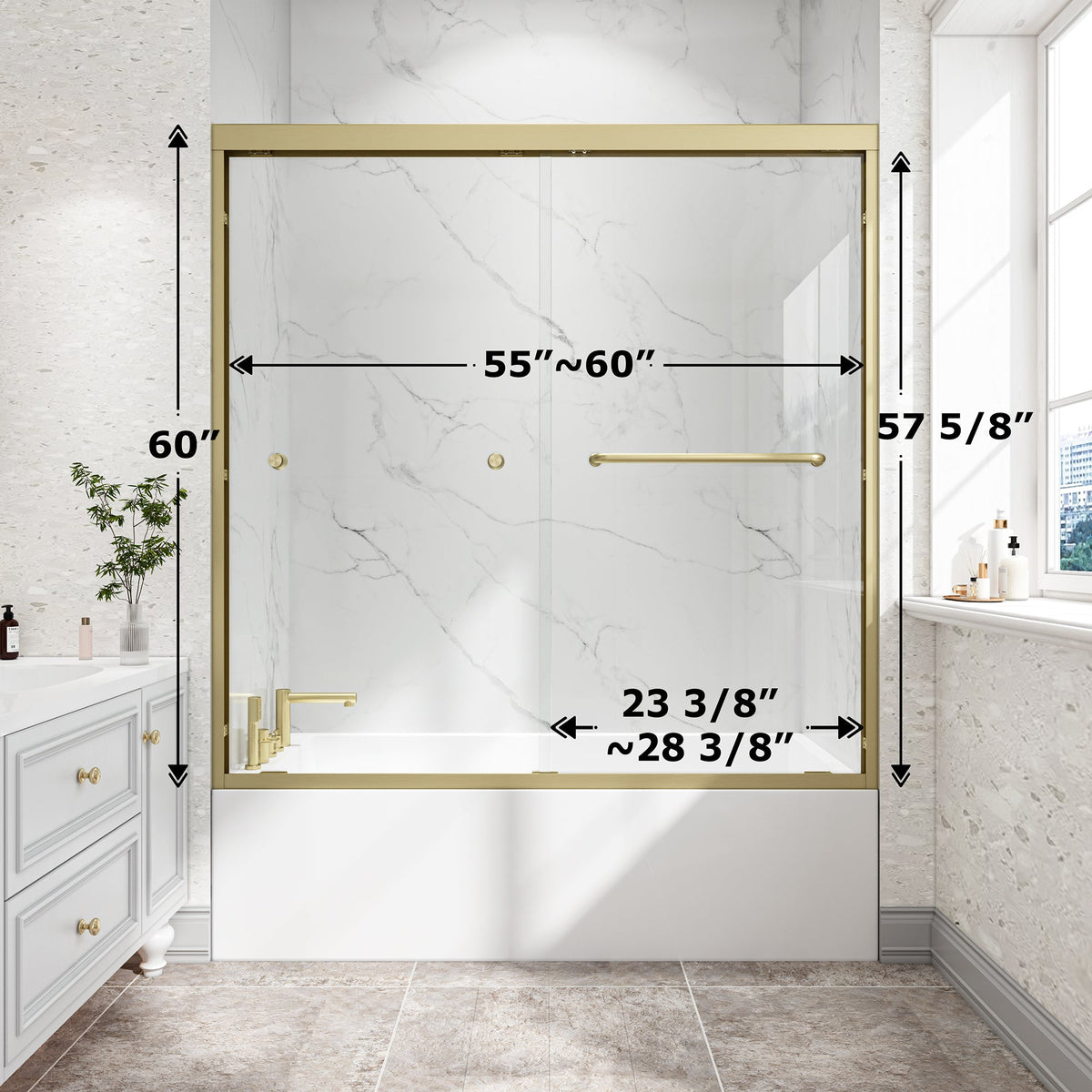 55"-60" W x 60" H Brushed Shower Door