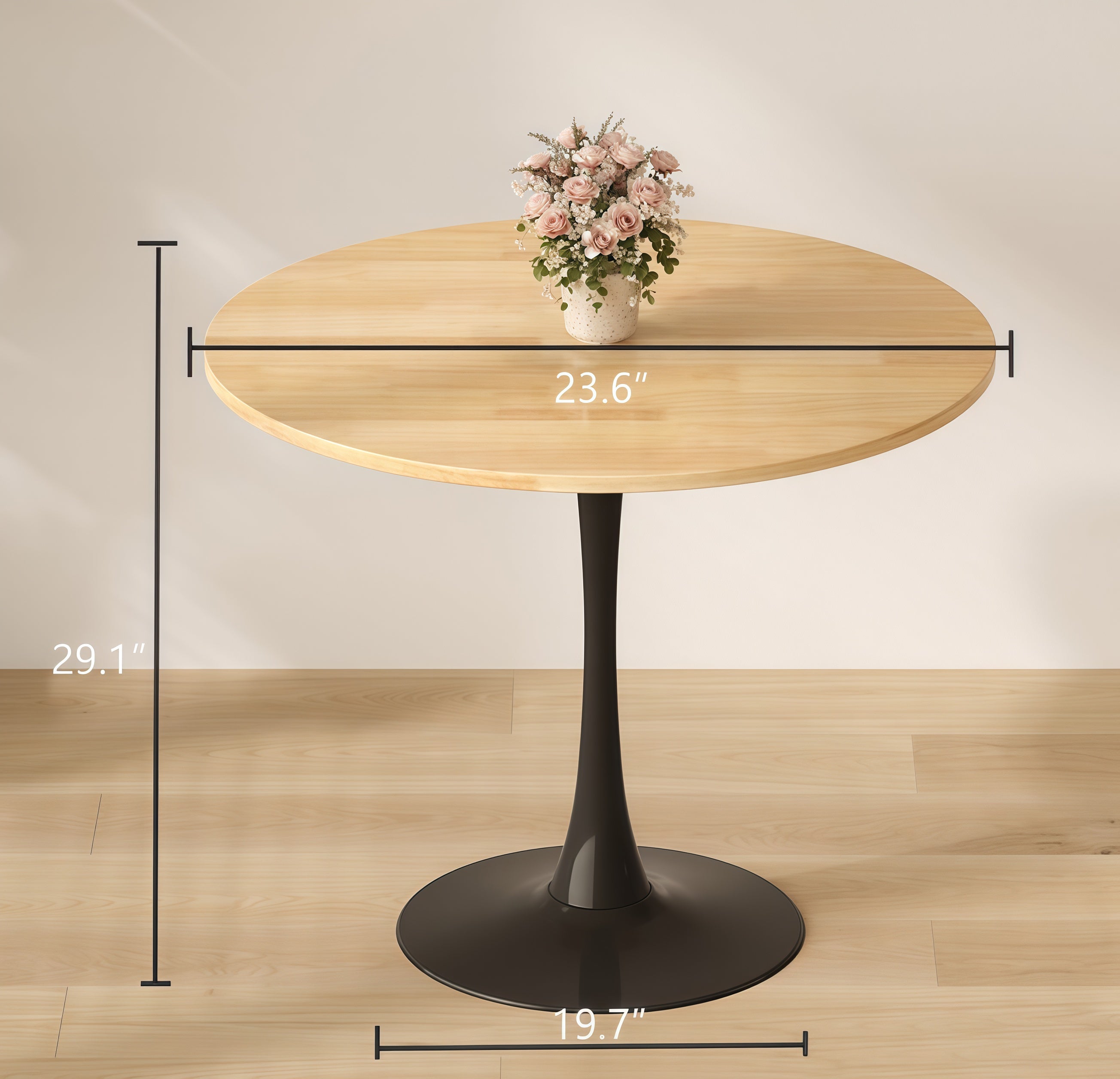 Modern Round Dining Table with Metal Base