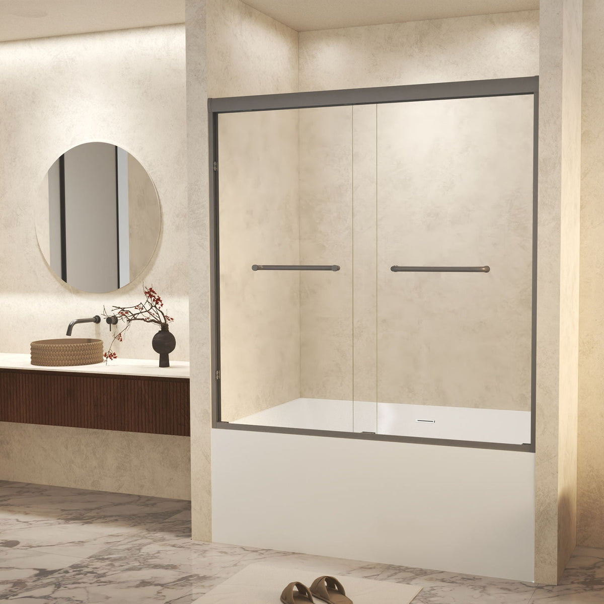 Double Sliding Shower Door With Explosion Proof Film