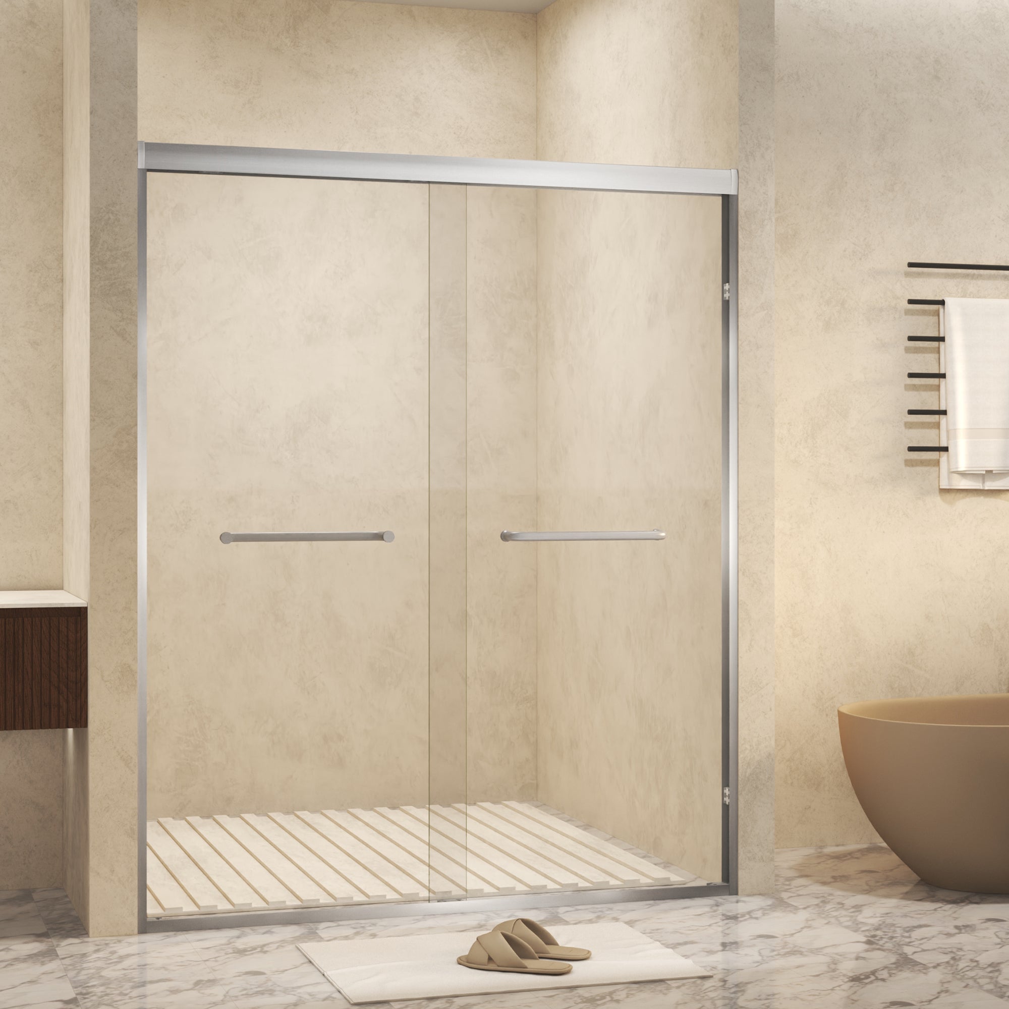 Tempered Glass Double Sliding Shower Door