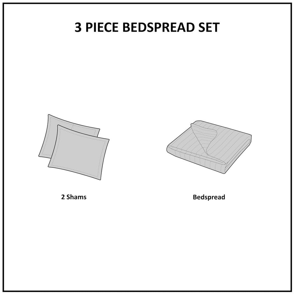 3 Piece Reversible Bedspread Set Seafoam Full/Queen