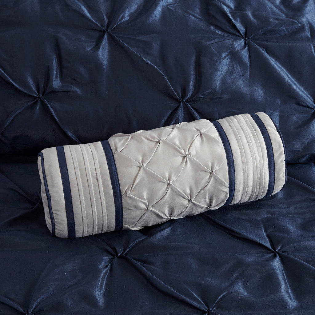 7 Piece Tufted Comforter Set Navy King