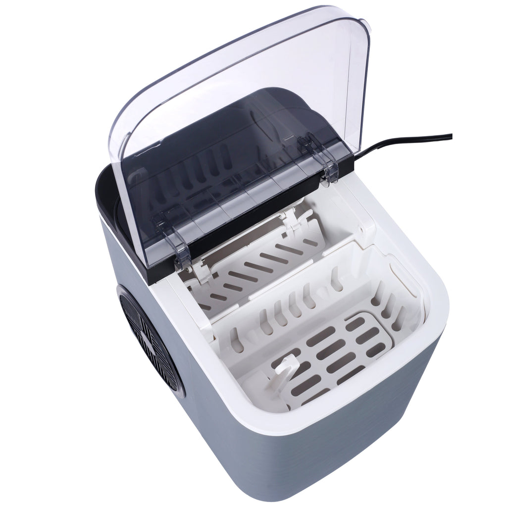 Portable Ice Maker with Self-Cleaning and Quick Ice Production - White
